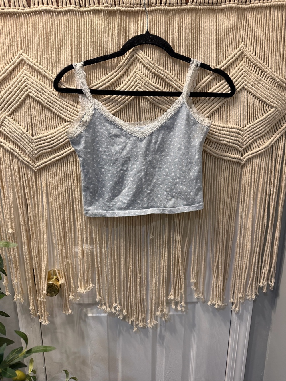 Brandy Melville Pale Blue Eyelet Lace Crop Cami